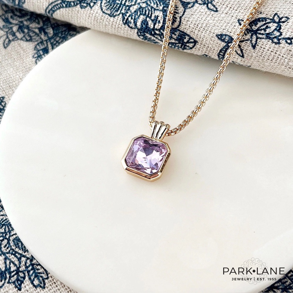 Park Lane “ORCHID” Gold and Purple Pendant Necklace - Picture 10 of 16